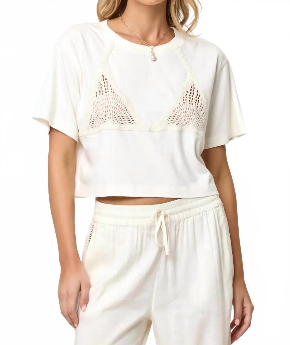 NEW L*SPACE core crochet bikini detail top in cream/natural